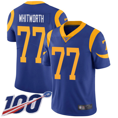 Los Angeles Rams Limited Royal Blue Men Andrew Whitworth Alternate Jersey NFL Football 77 100th Season Vapor Untouchable